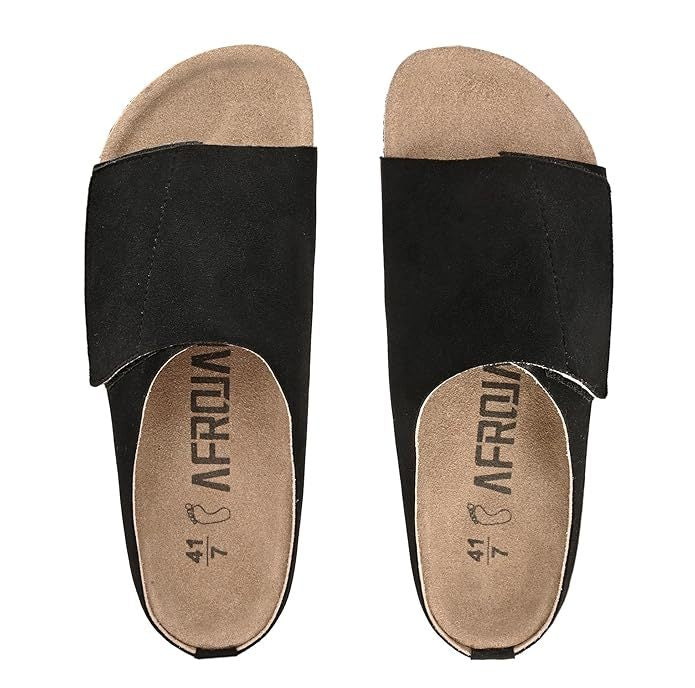 AFROJACK Men's Orginal Leather Sandals | Casual Slider Cork Sandals